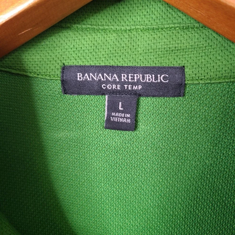 Banana Republic Shirt Mens Large Green Polo Core Temp Cotton Blend Casual